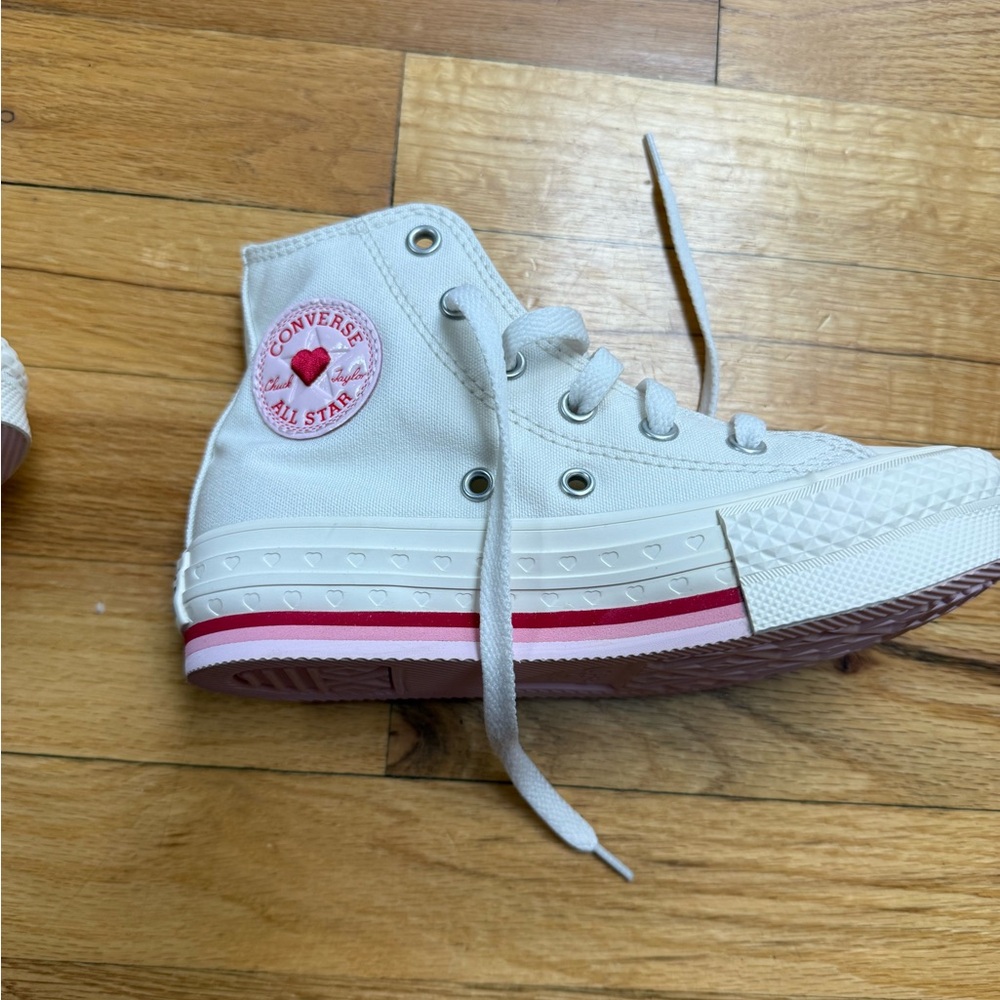 Converse Kids White and Pink High-Top Sneakers